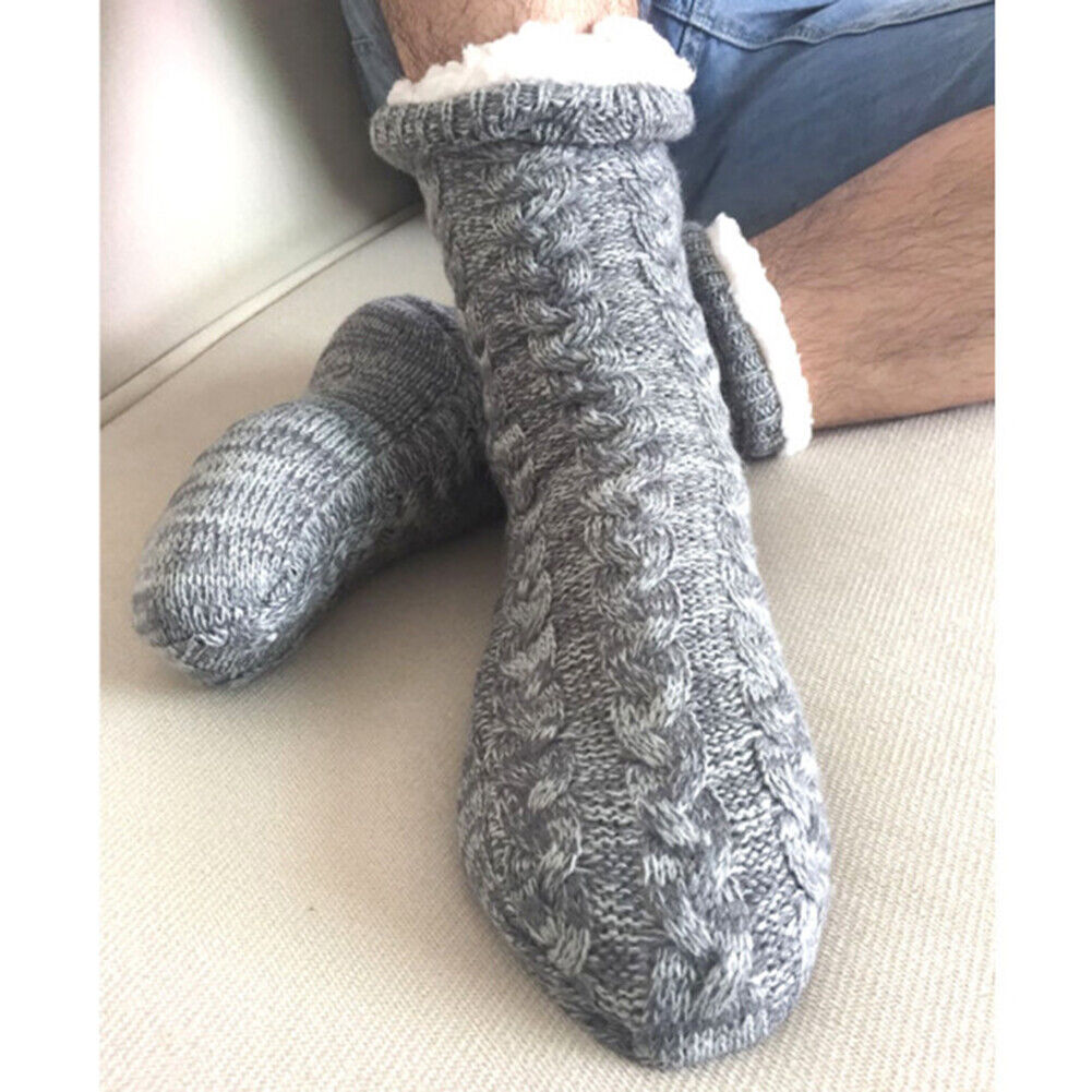 Men Women Fluffy Socks, Fleece Lining Thermal Soft Warm Floor Slipper Socks