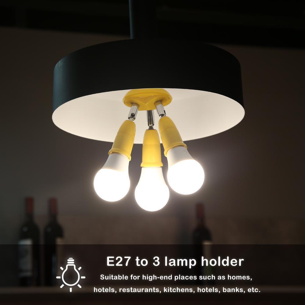 3 in 1 E27 to E27 Lamp Base Socket Splitter LED Light Bulb Holder (Yellow)