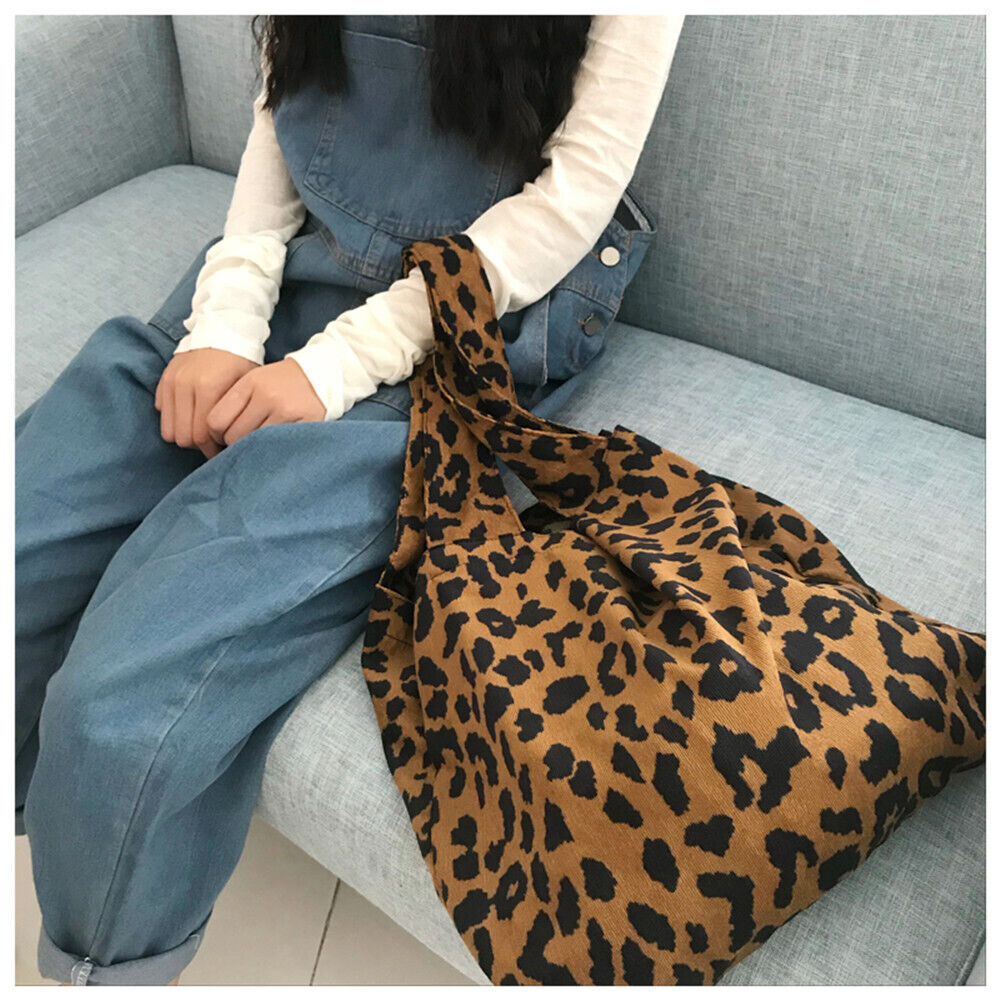 Women Casual Large Leopard Print Single Shoulder Bag Shopping Bag Tote Handbags