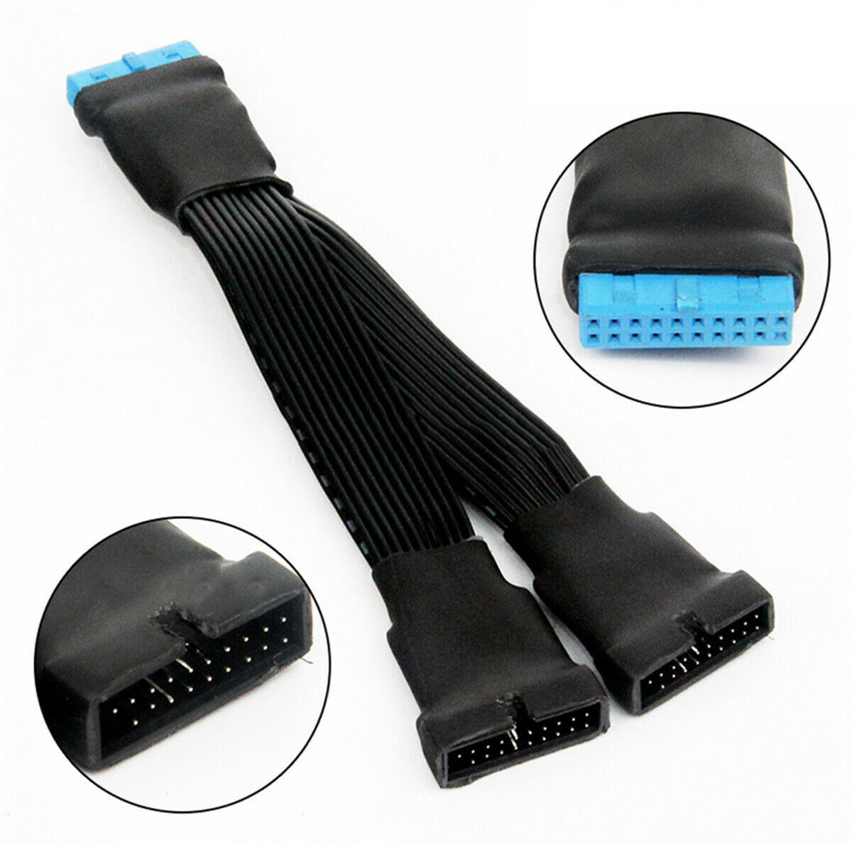12cm 18AWG 19-Pin to USB 3.0 20-Pin 1 to 2 Motherboard Power Extension Cable New