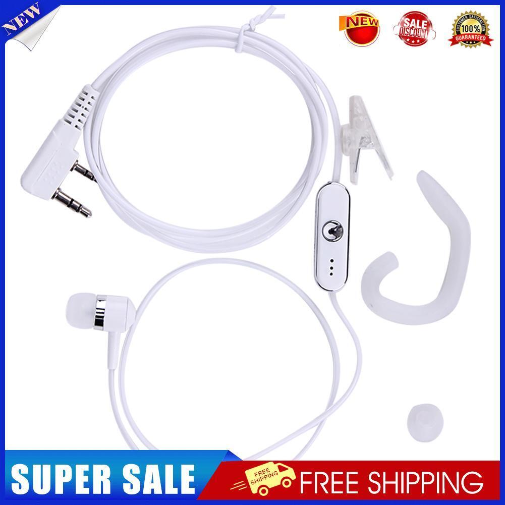2Pin Sports Earpiece Headset w/ PTT MIC for BAOFENG Retevis Radios White