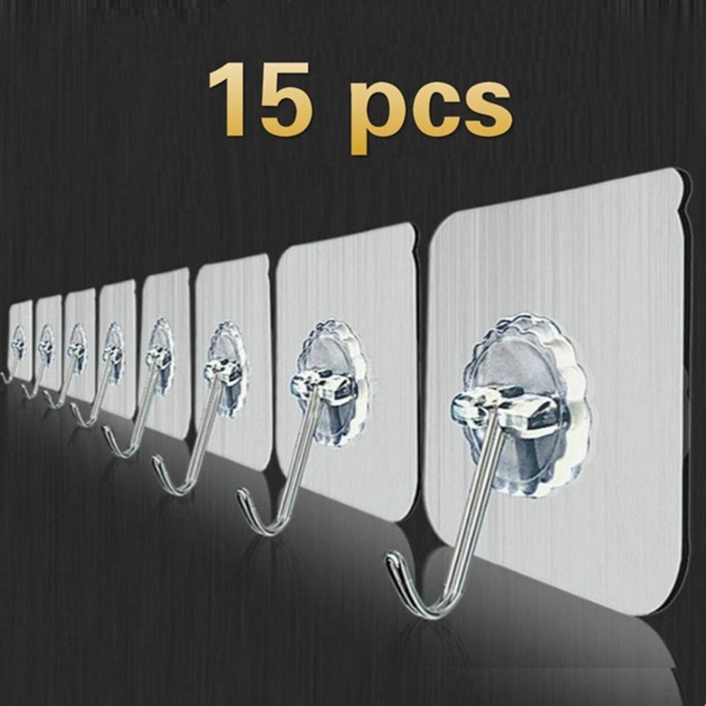 15Pcs New Strong Bathroom Home Sucker Wall Hanger Non Trace Hooks Sticky