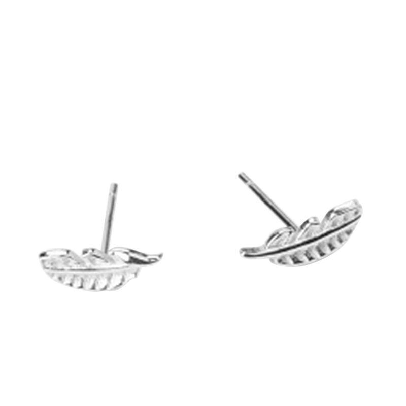 1 Pair Creative Feather Shape Ear Pins Elegant Copper Mini Earrings Bridal
