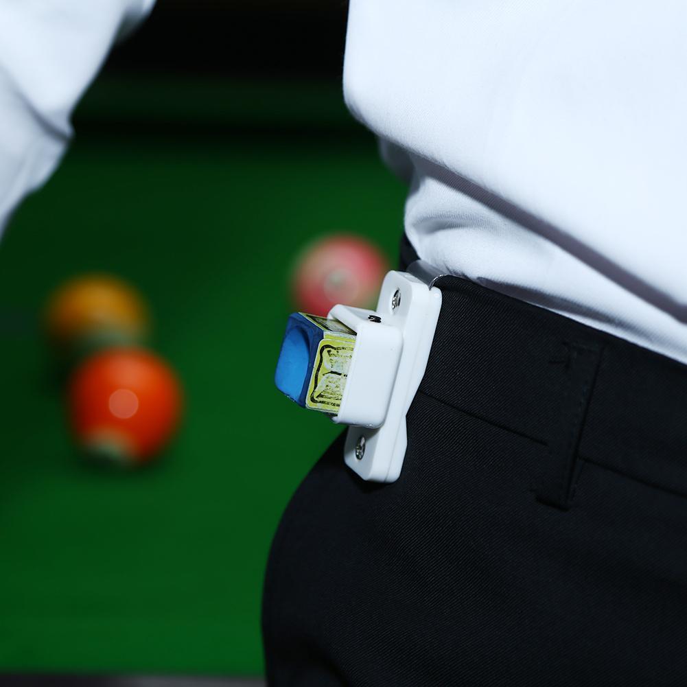 Magnetic Snooker Pool Cue Chalk Holder with Belt Clip Billiards (White)