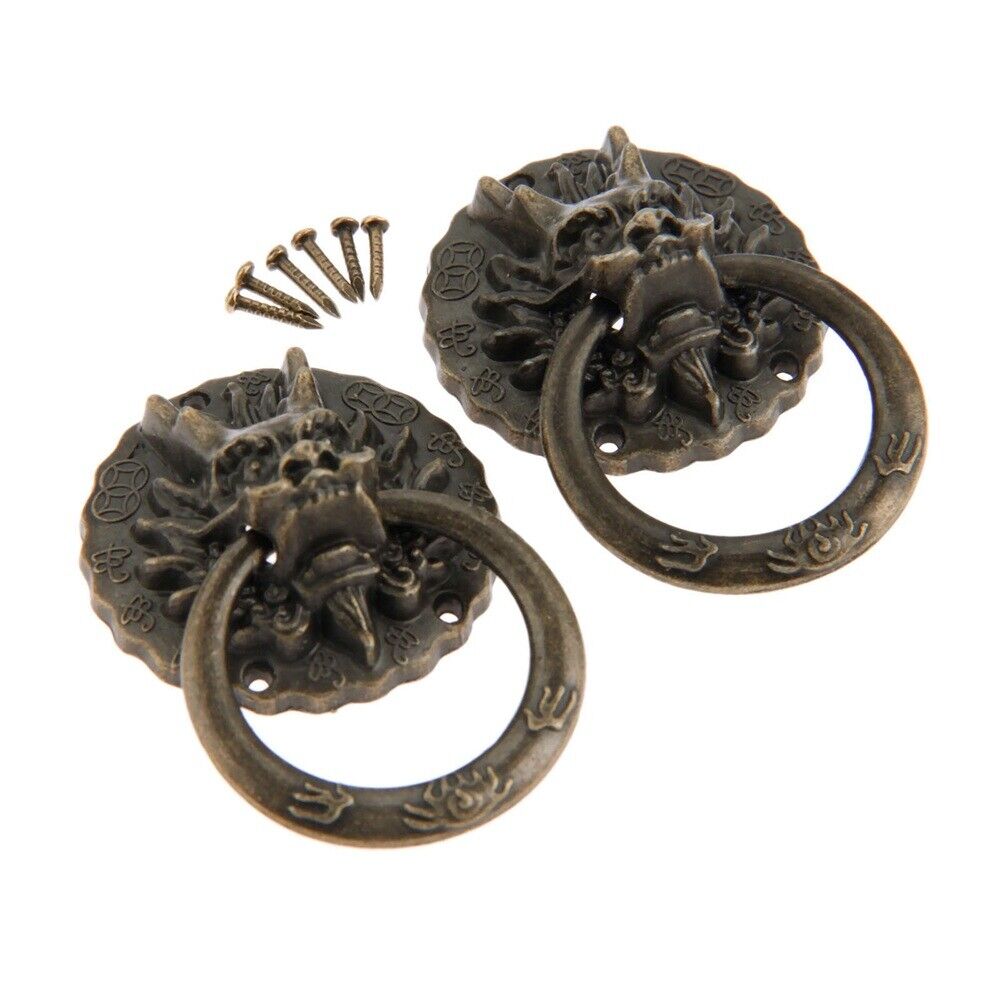 Elegant Drawer Cabinet Knob Ring Dragon Head Furniture Cupboard Door Pull Handle