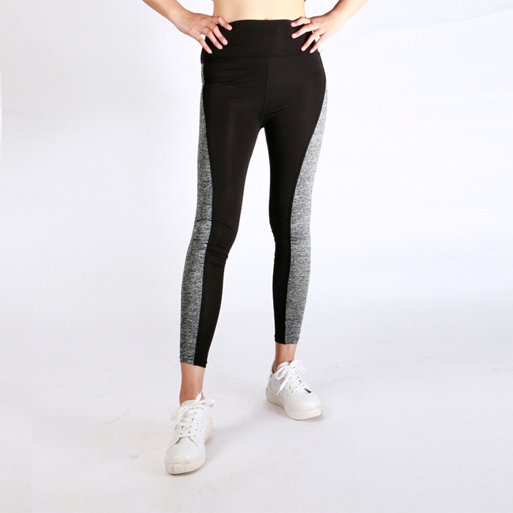 Women Patchwork Hip Lift Sports Pants Yoga Leggings(Black Crotch XXL)-15093