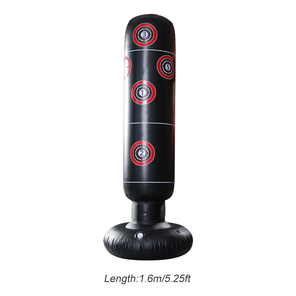 Inflatable Boxing Bag Train Punching Stand Fitness Equipment (Black 1.6m)