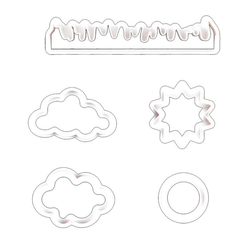 5 Pcs Cartoon Cake Bakeware Mold Baking Supplies Grass Sun Cloud Shape Household