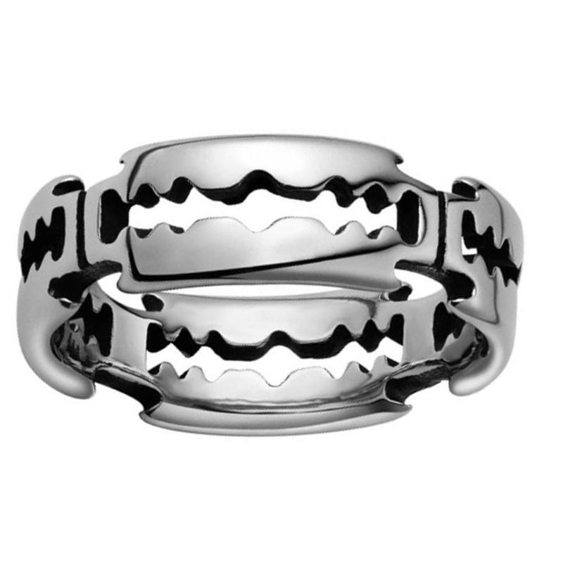 Adjustable Jewelry for Women Girl Blade Shape Band Ring Open Ring Hip Hop Style