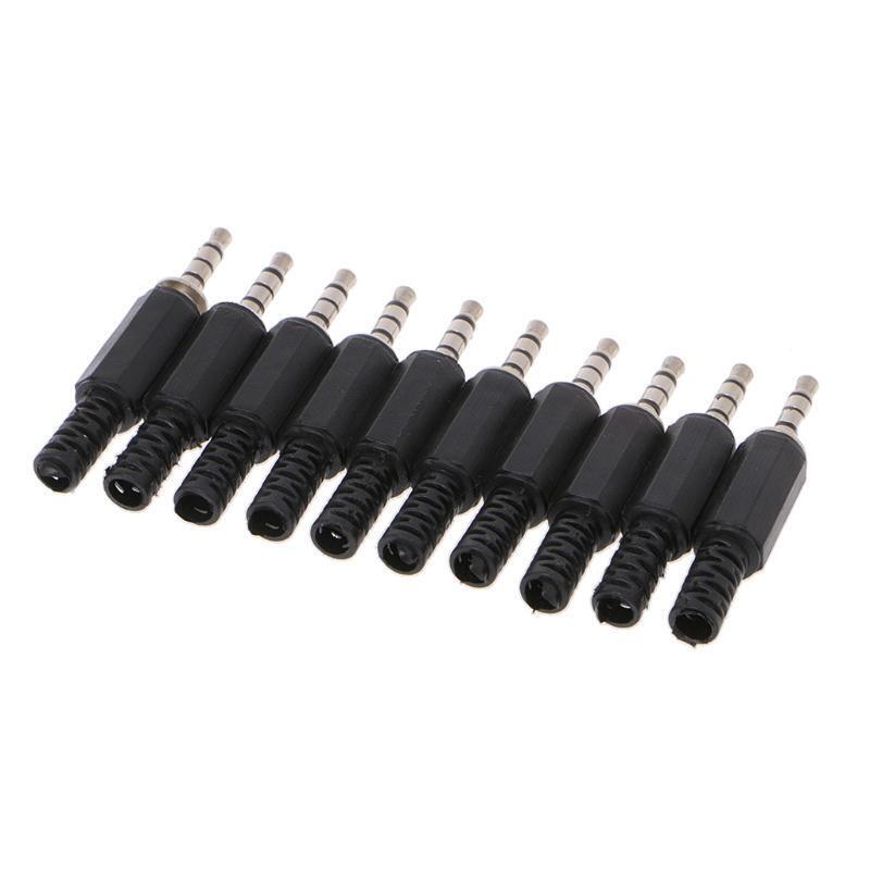 10 Pcs 3.5mm 1/8" Jack 4 Pole Stereo Audio Male Plug Cable Connector DIY