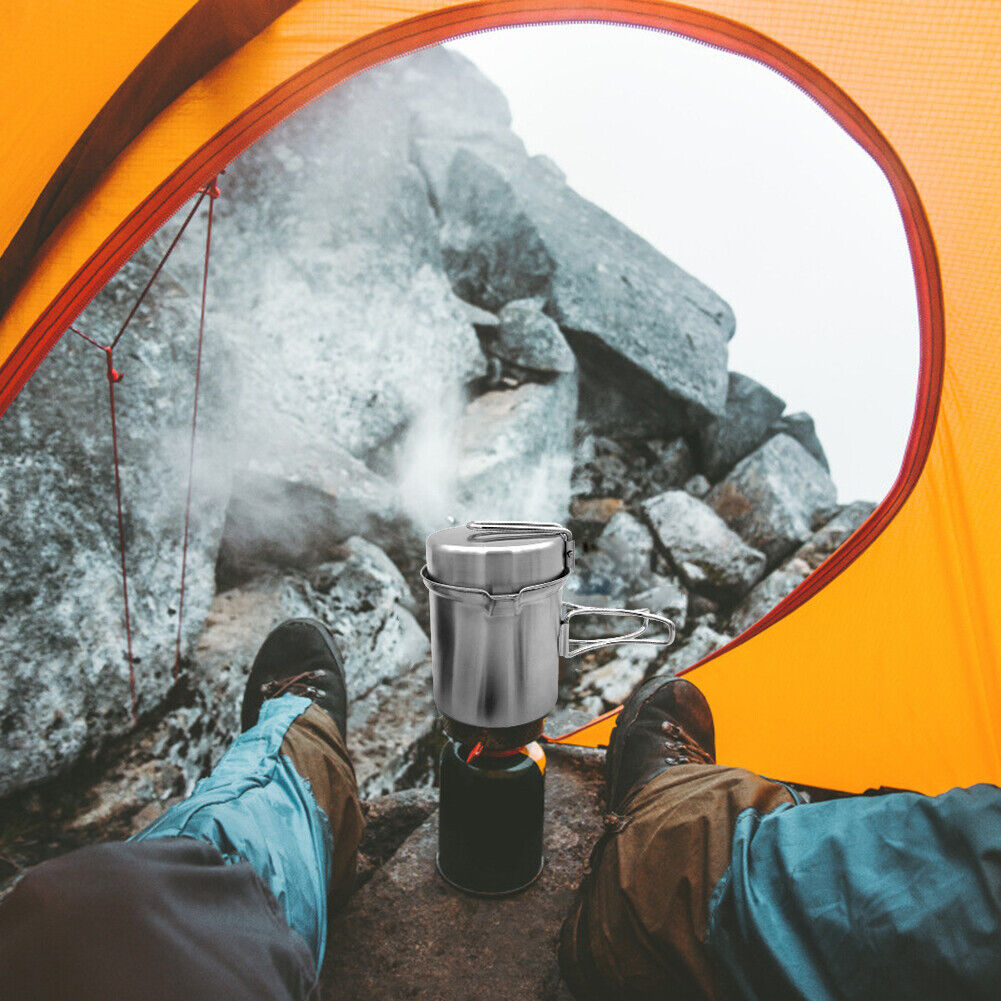 2pcs/Set Foldable Portable Camping Cooking Kettle+Storage Bag Outdoor Pots