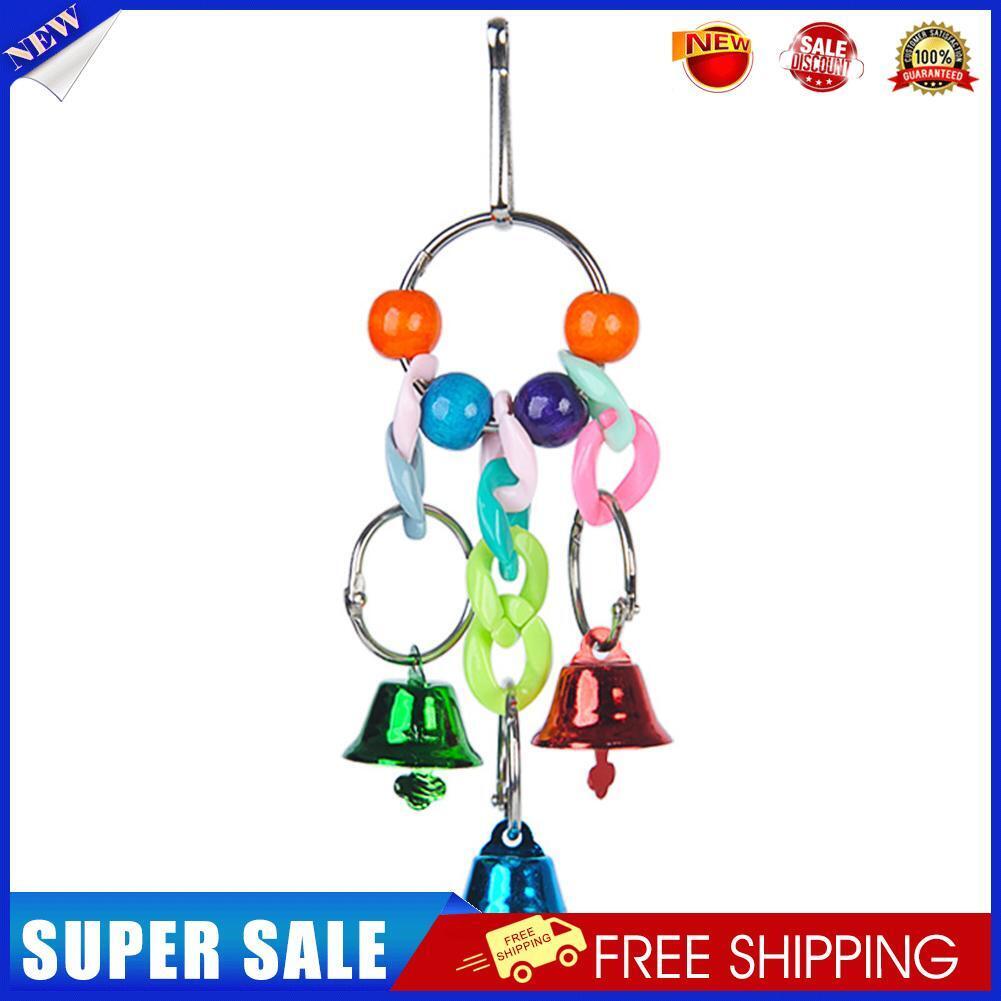Small Parrot Bell Colorful Handmade Pet Jewelry Hanging Cage Bell Swing (D)