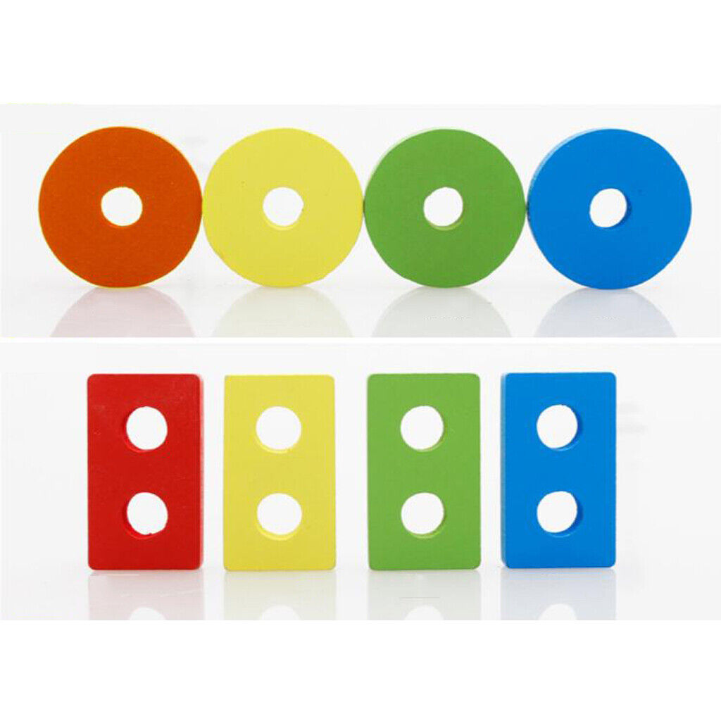 Wooden Shape Blocks Montessori Educational  Baby Toddler Shape Matching
