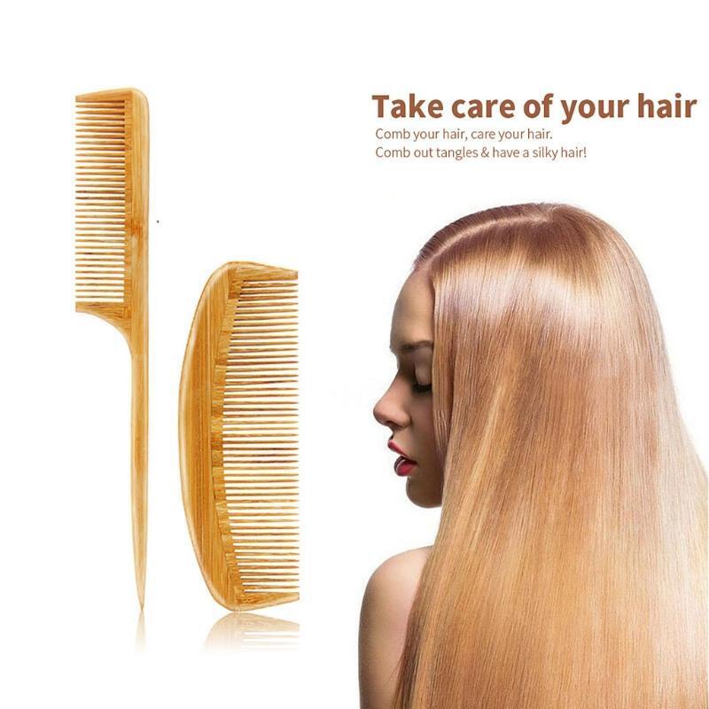 4Pcs/Set Bamboo Handle Boar Bristles Anti Static Hair Brush Massage Scalp Comb