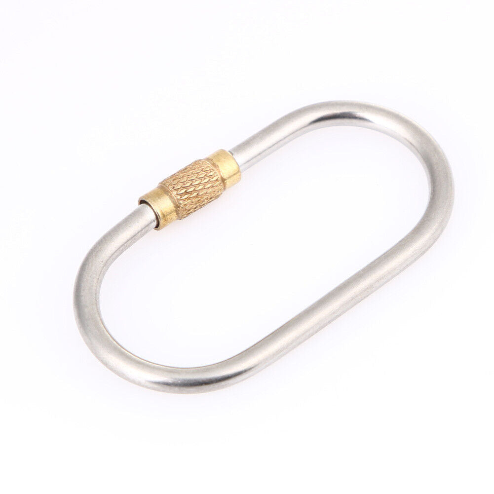 D Shape Titanium Alloy Screw Lock Carabiner Clip Hook Keychain Camping