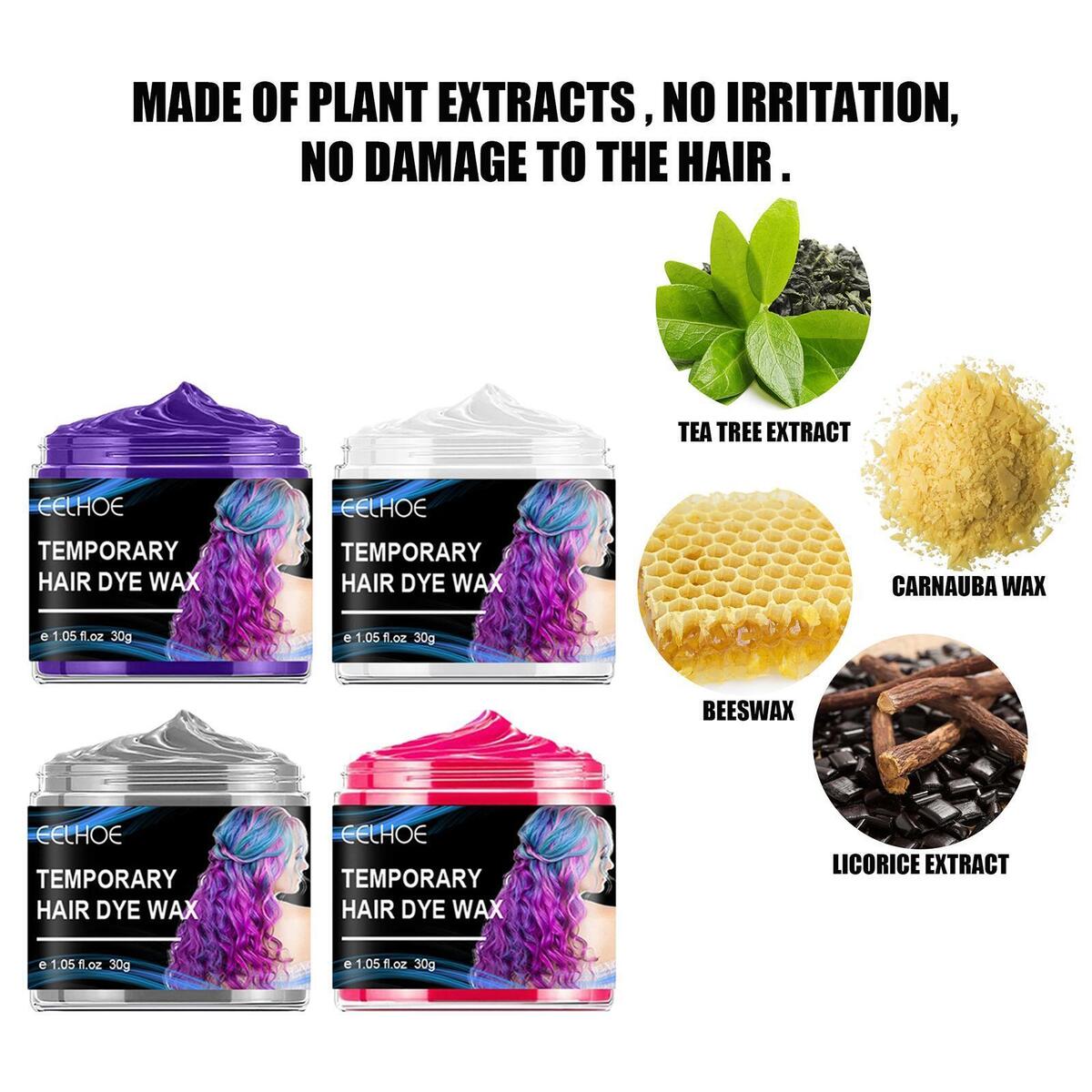 4x Temporary Hair Color Wax Instant Washable Fashion for Birthday girls
