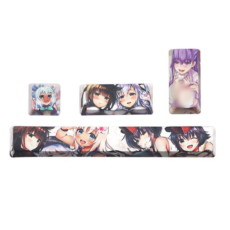 Durable 4 Pcs Ahegao Keycaps PBT ESC Spacebar Keycaps for Mechanical Keyboard
