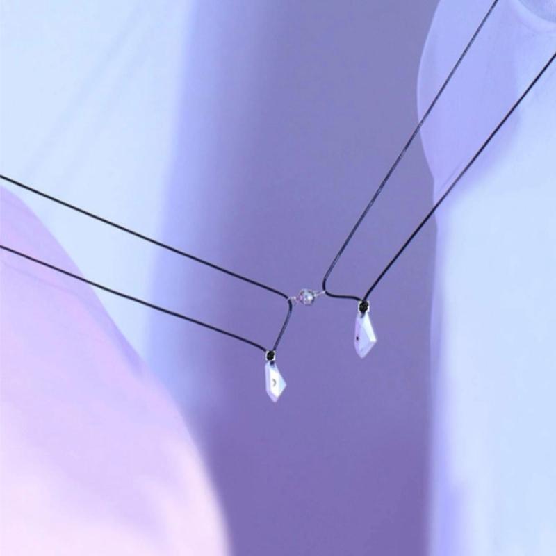 Wishing Stone Couple Necklace Men Women Simple Fashion Iron-absorbing Stone Gift
