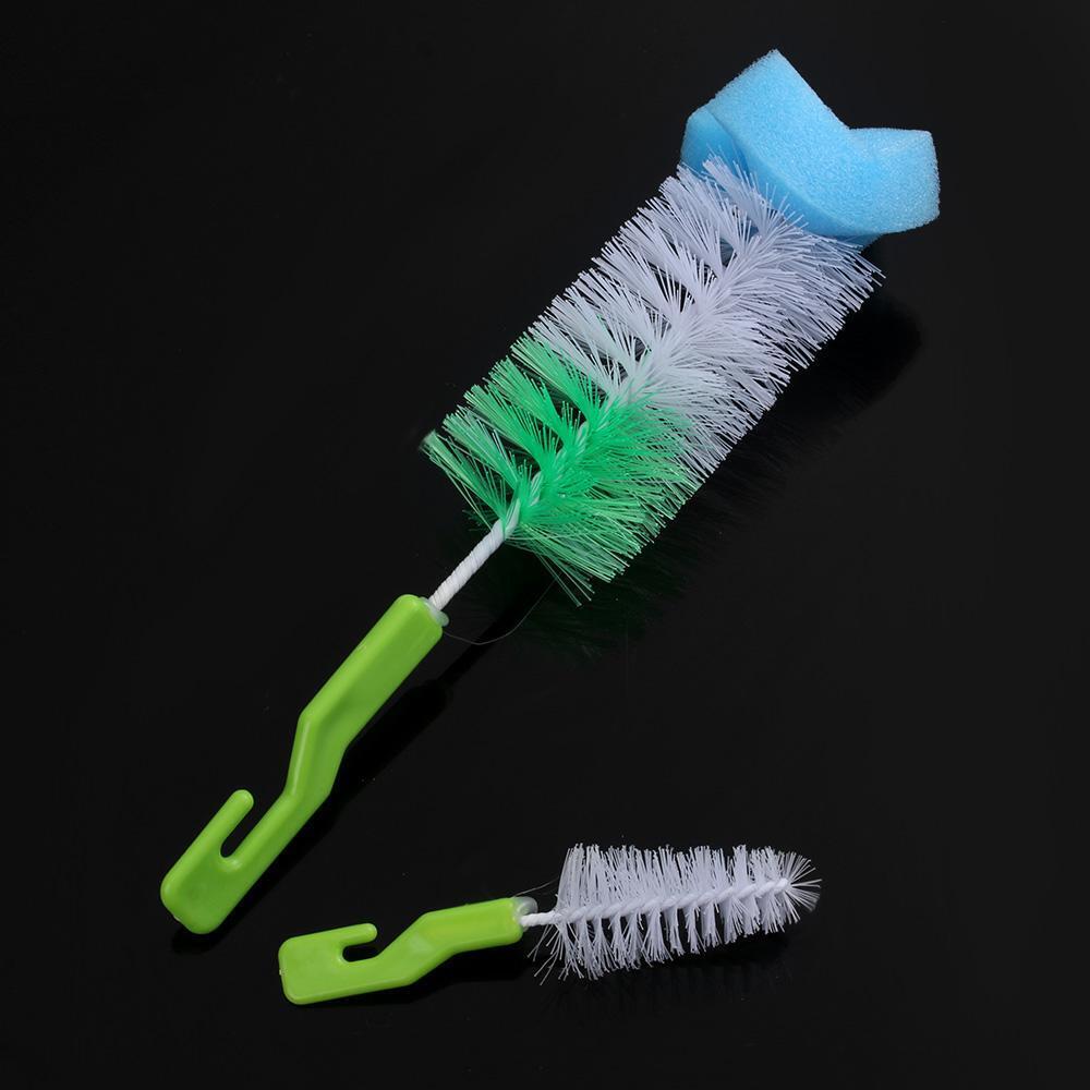 2PCS Home Head Washing Spout Cup Rotating Clean Sponge Bottle Brush Baby Nipple