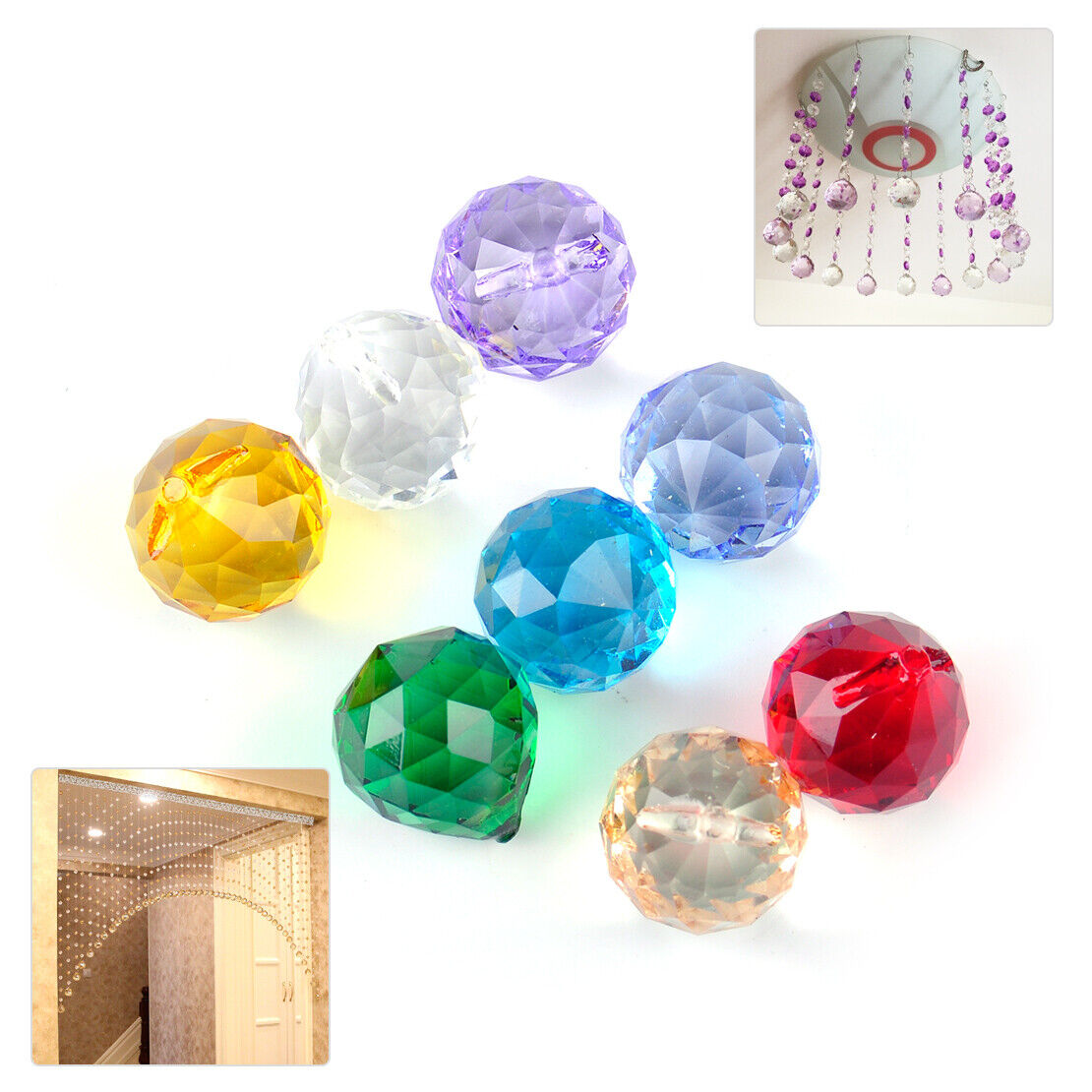 8x 20mm Chandelier Crystal Glass Ball Prisms Pendants Lamp Drop Wedding Decor Li