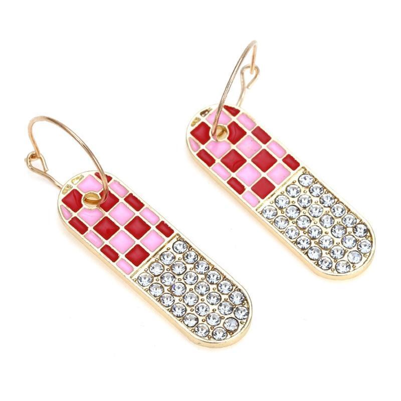 Geometric Oil Drop Lattice Earrings Korean Temperament All-match Pill Earrings