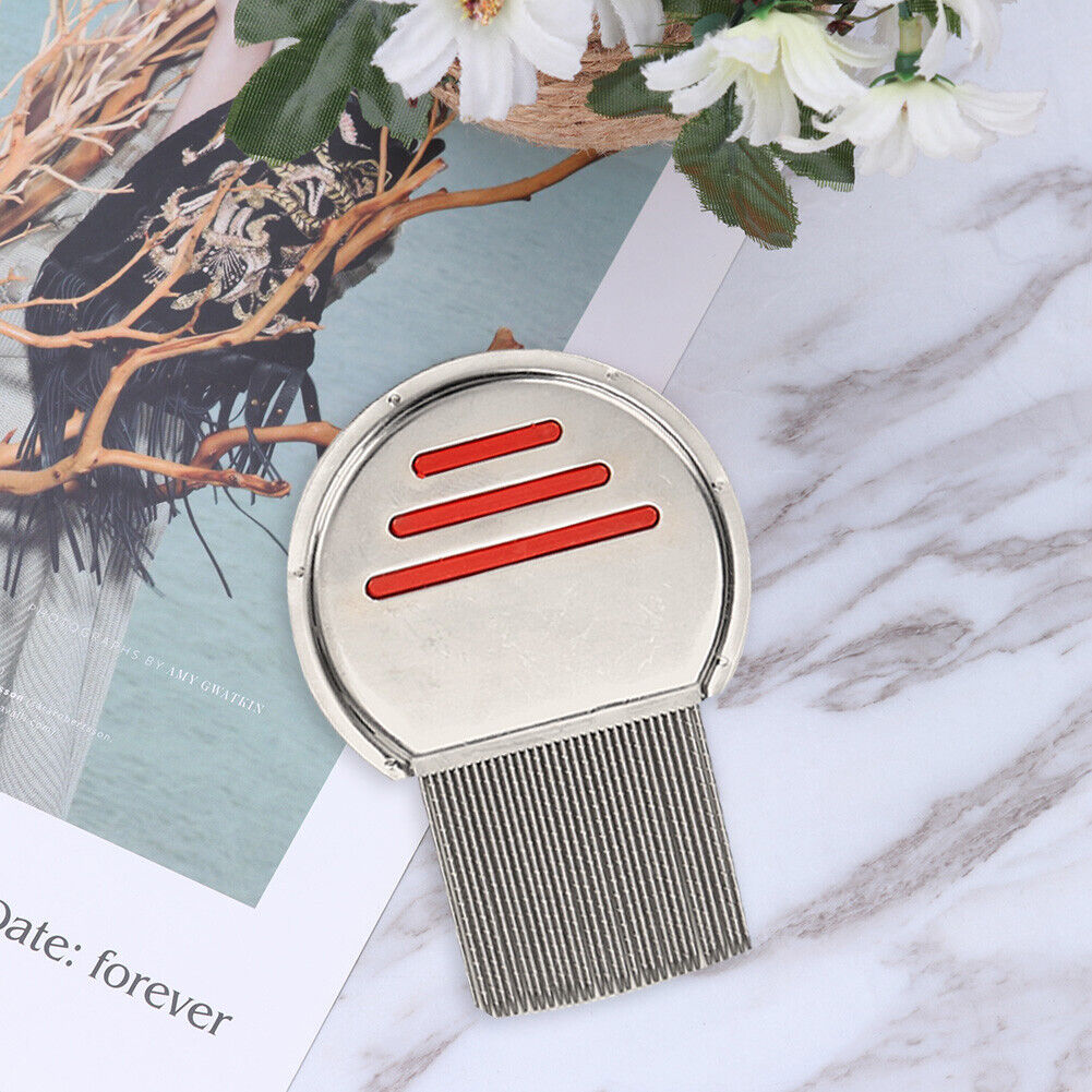 Stainless Steel Density Teeth Hair Lice Comb Dust Free Brush (Red)