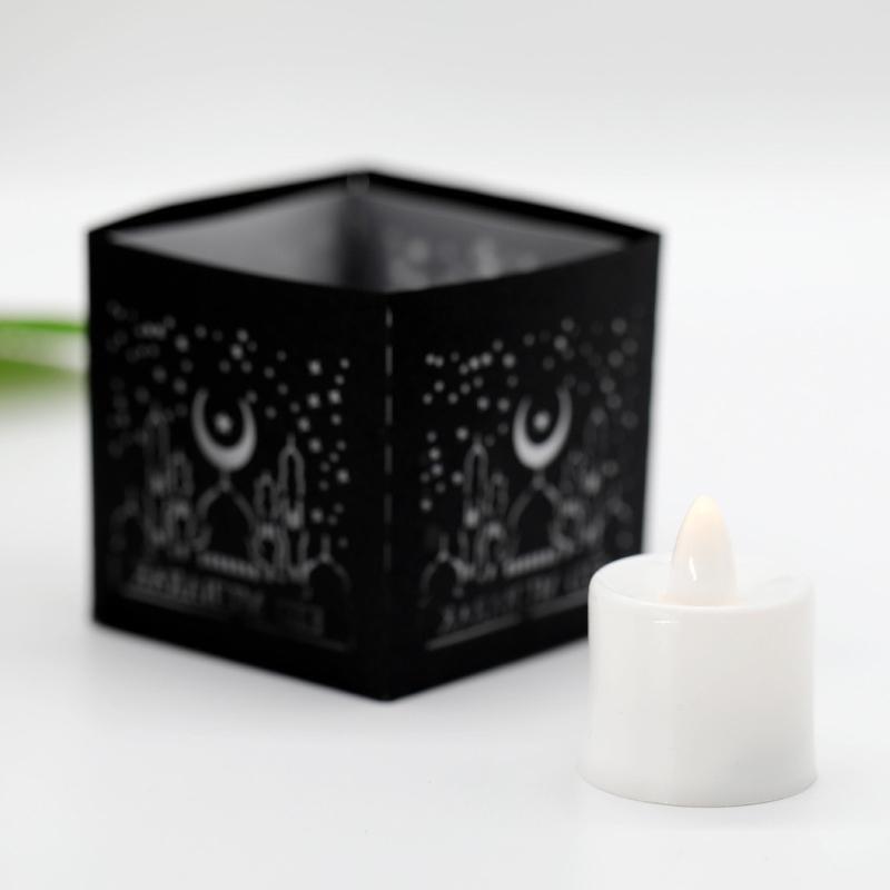 50pcs Eid Mubarak Decoration LED Electronic Candle Lampshade Paper Lantern Shade