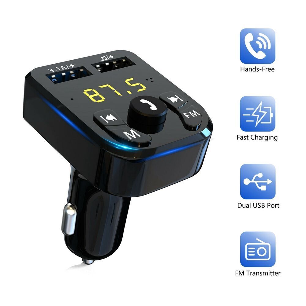 12/24V AUX 2USB Hands-Free 5.0 Car Wireless FM Transmitter Adapter PD Charger