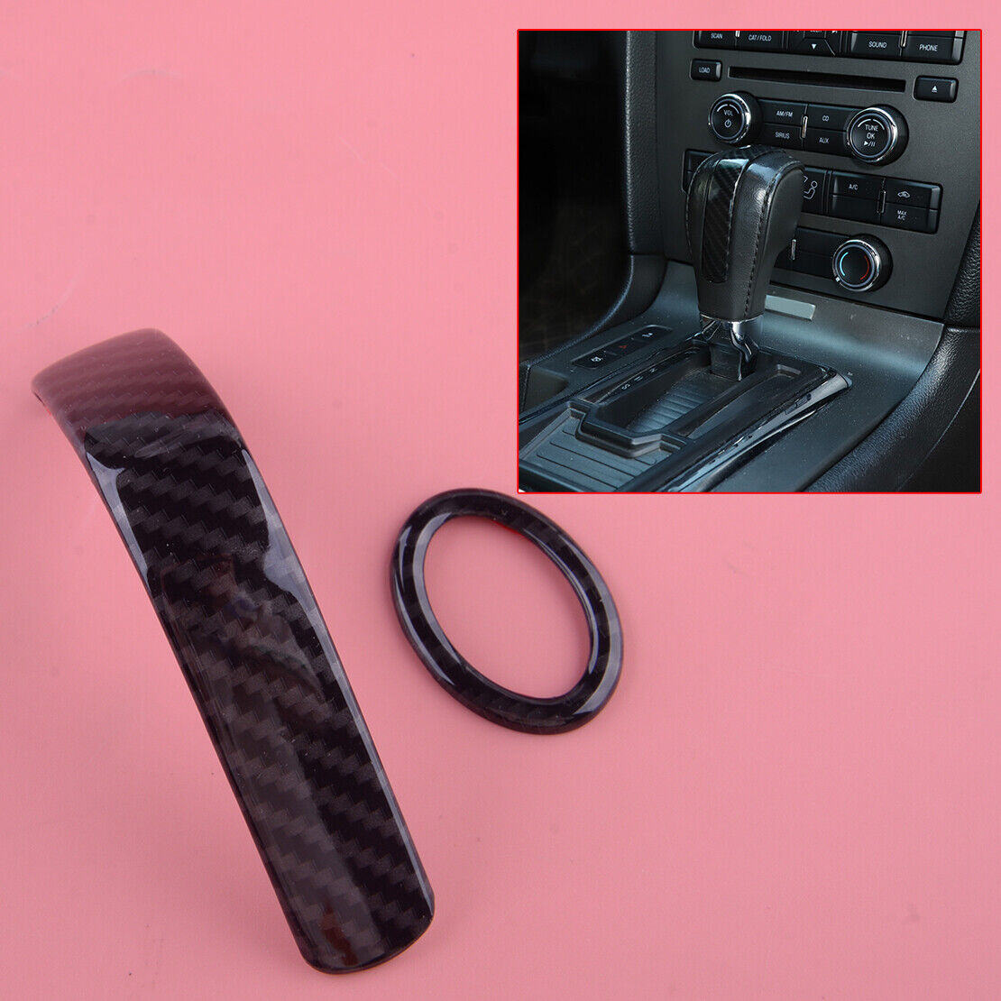 Central Gear Shift Knob Head Cover Trim fit for Ford Mustang 2010-14 Carbon