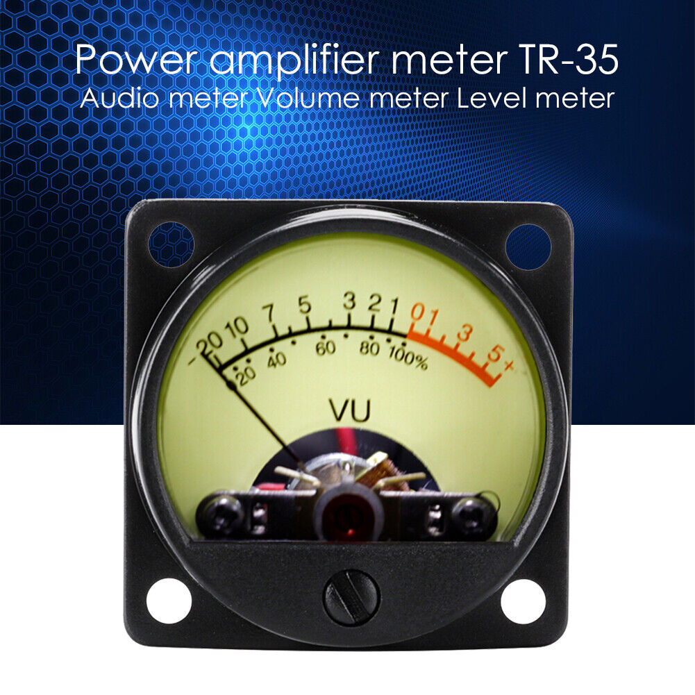 TR-35 VU Meter Power Amplifier DB Table Audio Level Head Meter w/Backlight