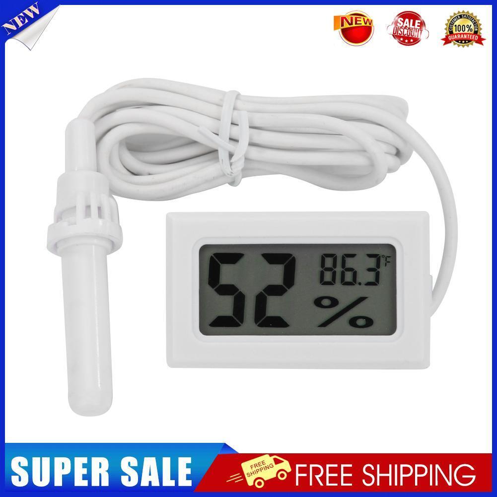 Digital LCD Thermometer Hygrometer Probe Temperature Humidity Gauge (White)