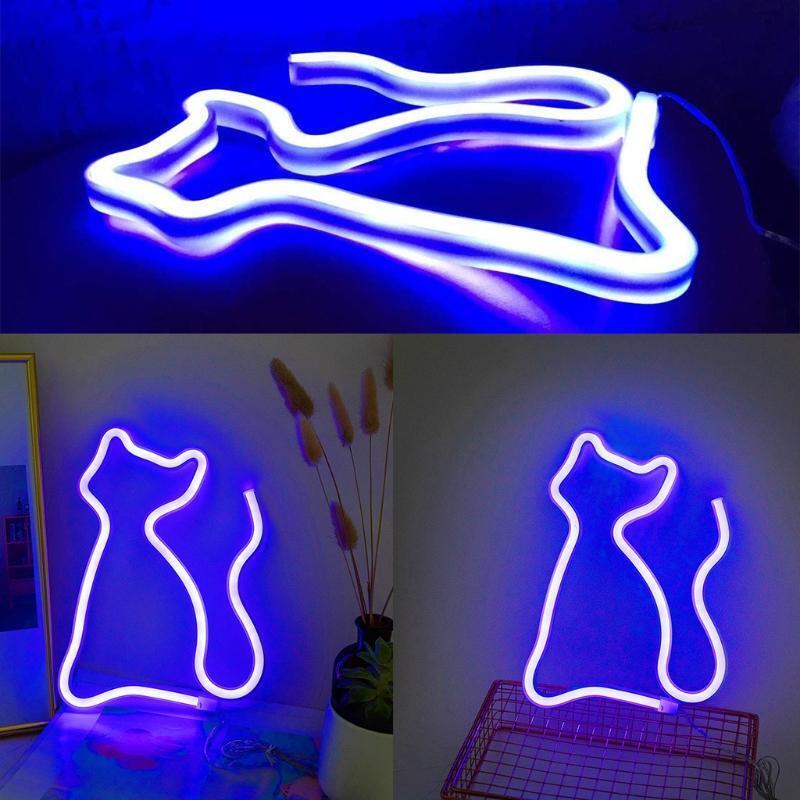 Cat Neon Sign Night Light Art Decorative Lights Wall Decor for Kids Room Party