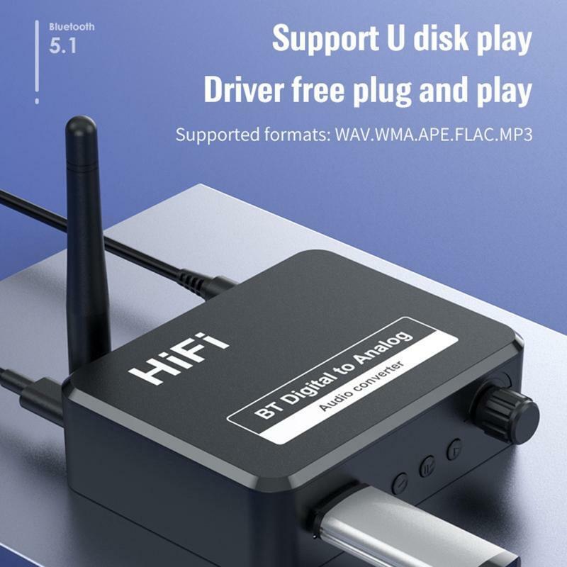 Audio Transmitter and Receiver 3.5mm AUX Wireless Bt Adapter Smart Black