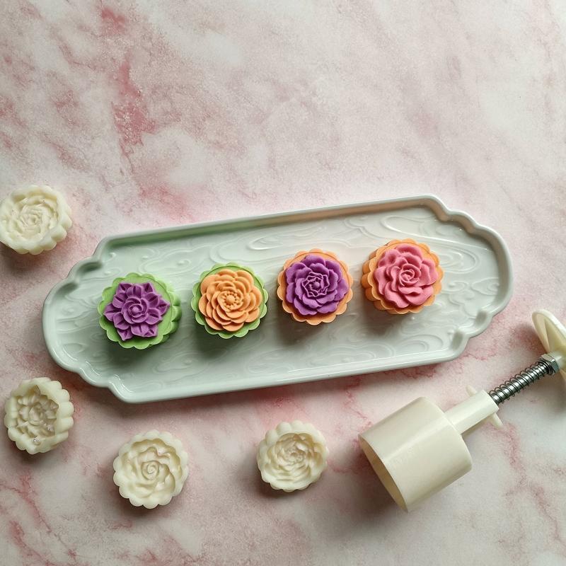 50g Mooncake Mold Cartoon Flower Shaped DIY Baking Mold for Mid-Autumn Festival
