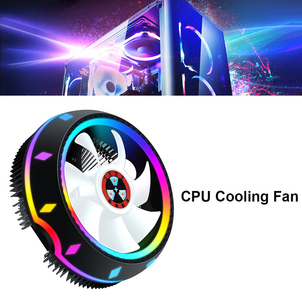 PC Computer Case Fan RGB LED Quiet 100mm Air CPU Cooler for Intel AMD