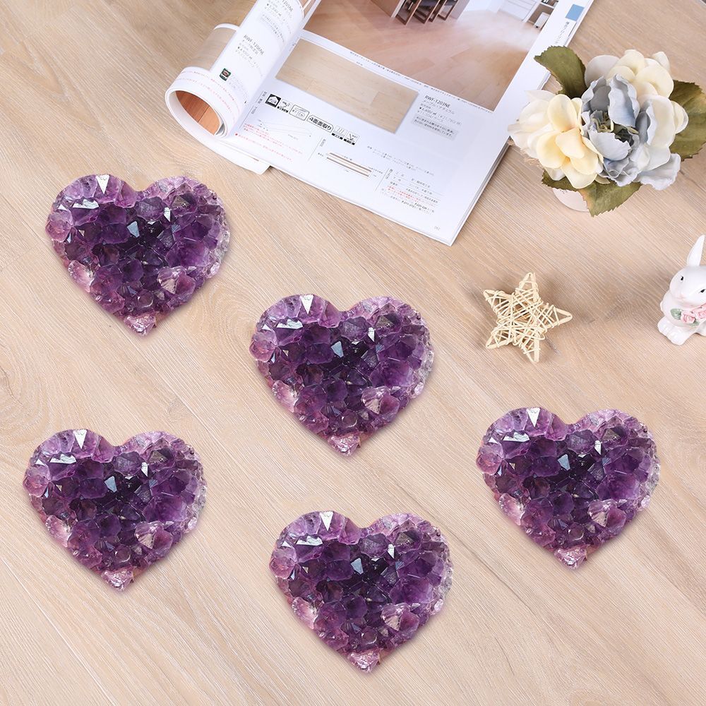 Healing Magic Wand Gift Natural Purple Crystal Necklace Heart Pendant Jade Gem