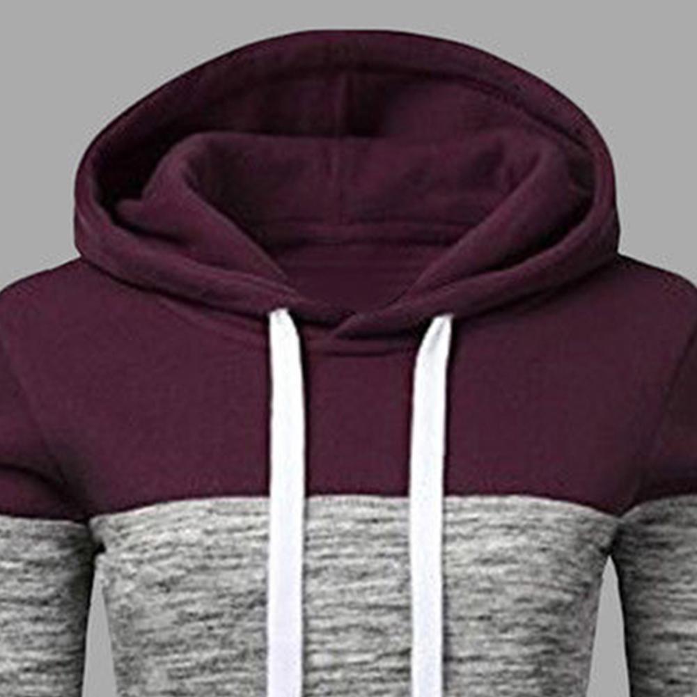 Stitching Women Long Sleeve Hit Color Autumn Leisure Hoodies (Red XL)