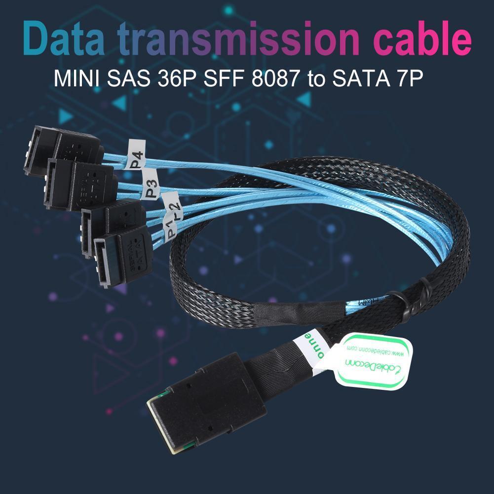 Cabledeconn G0101 MINI SAS 36P SFF 8087 to 4 SATA 7P Splitter Cable Cord