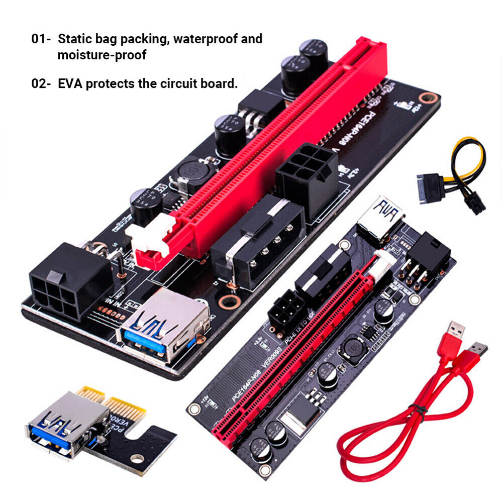 Ver009S PCI-e Riser Card PCI Express 1X to 16X Adapter USB 3.0 Data Cable