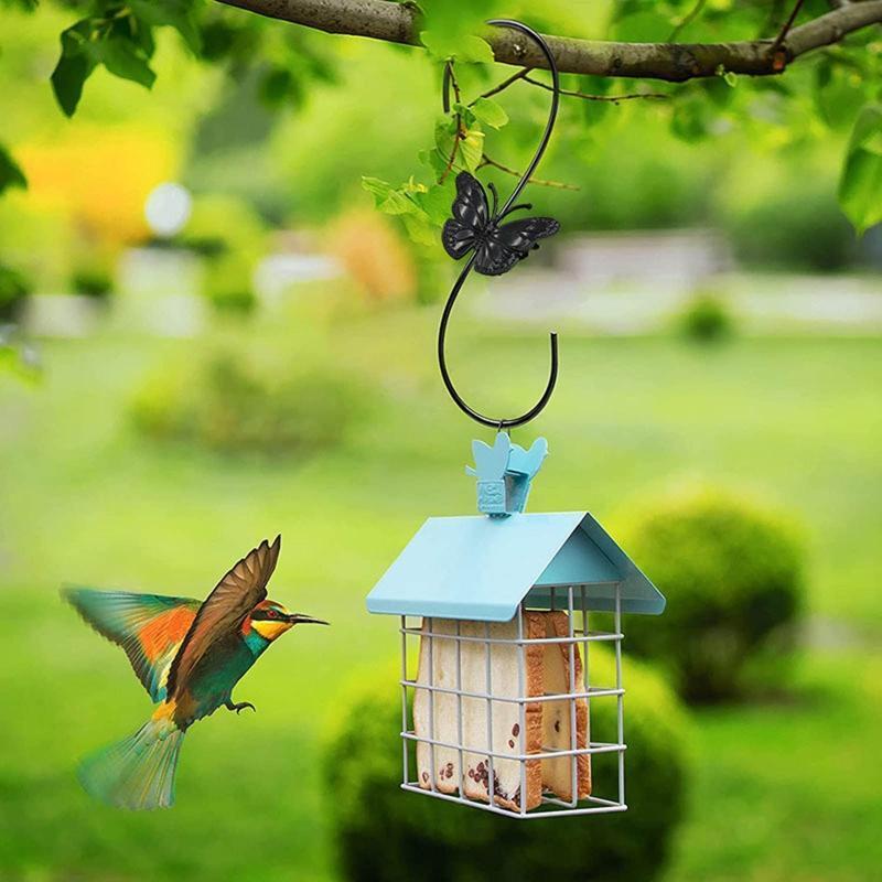 2 Pack S Shaped Hanging Hooks Black Large Metal Hook for Outside Tree Branch