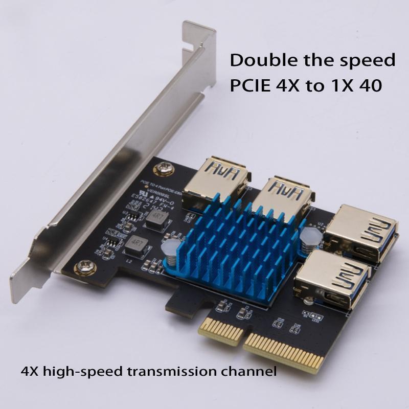 PCI-E 4X to 1X  Adapter Board Extension Card PCI-E 1 to 4 USB 3.0 Adapter Card