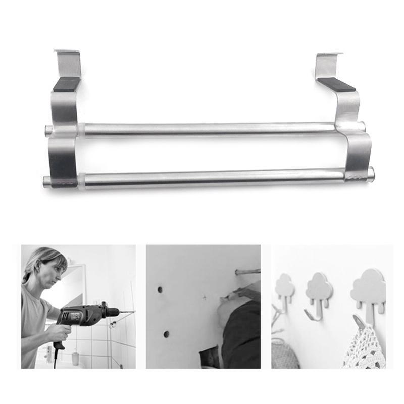 Wall Hanging Towel Bar Double-Layer Retractable Hanger Bathroom Accessories