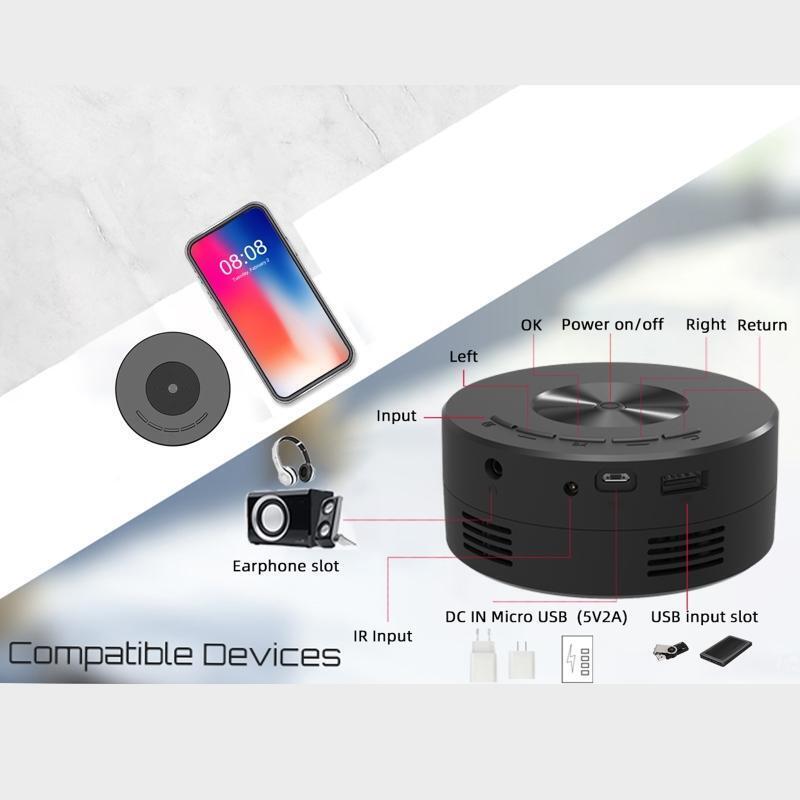 YT200 Mini Projector 1080P High-defination Portable Video Projector Gift for Kid