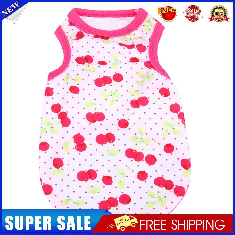 Spring Summer Puppy Small Dog Vest Clothes Pet Shirt (Cherry  Red)(XS)
