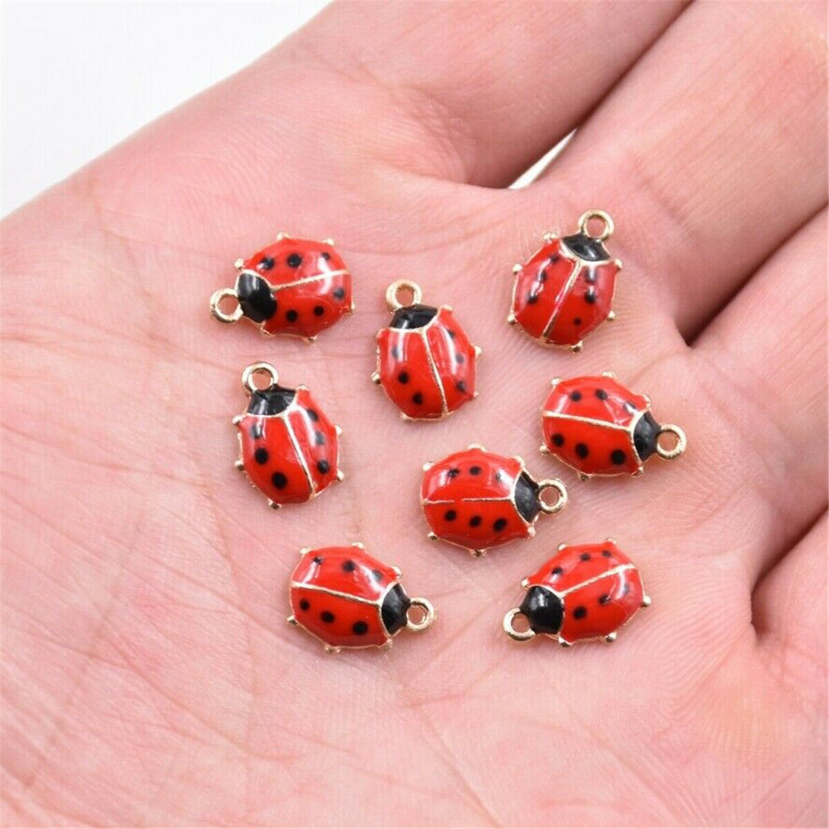 10pcs Cute Ladybird Enamel Charm Pendant 11*9MM For DIY Earrings/Bracelet