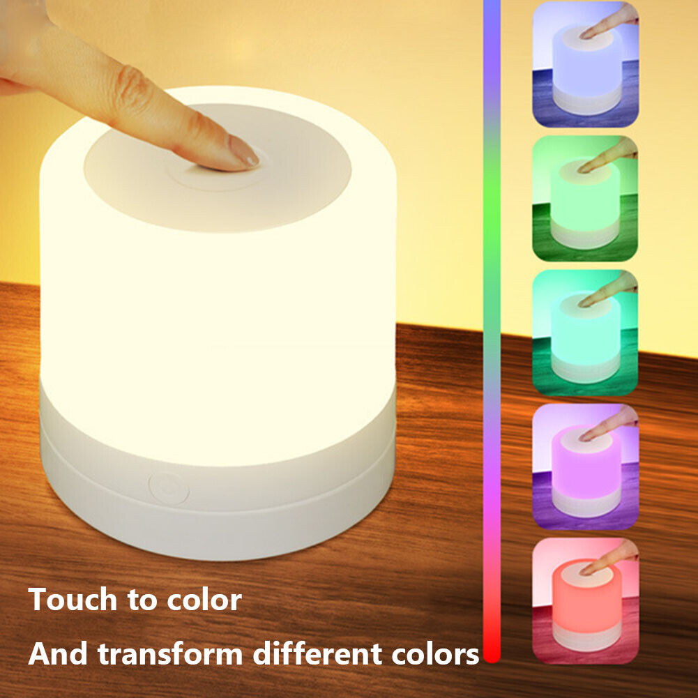 LED Night Light 7 Colors USB Bedside Living Room Table Lamp (Remote White)