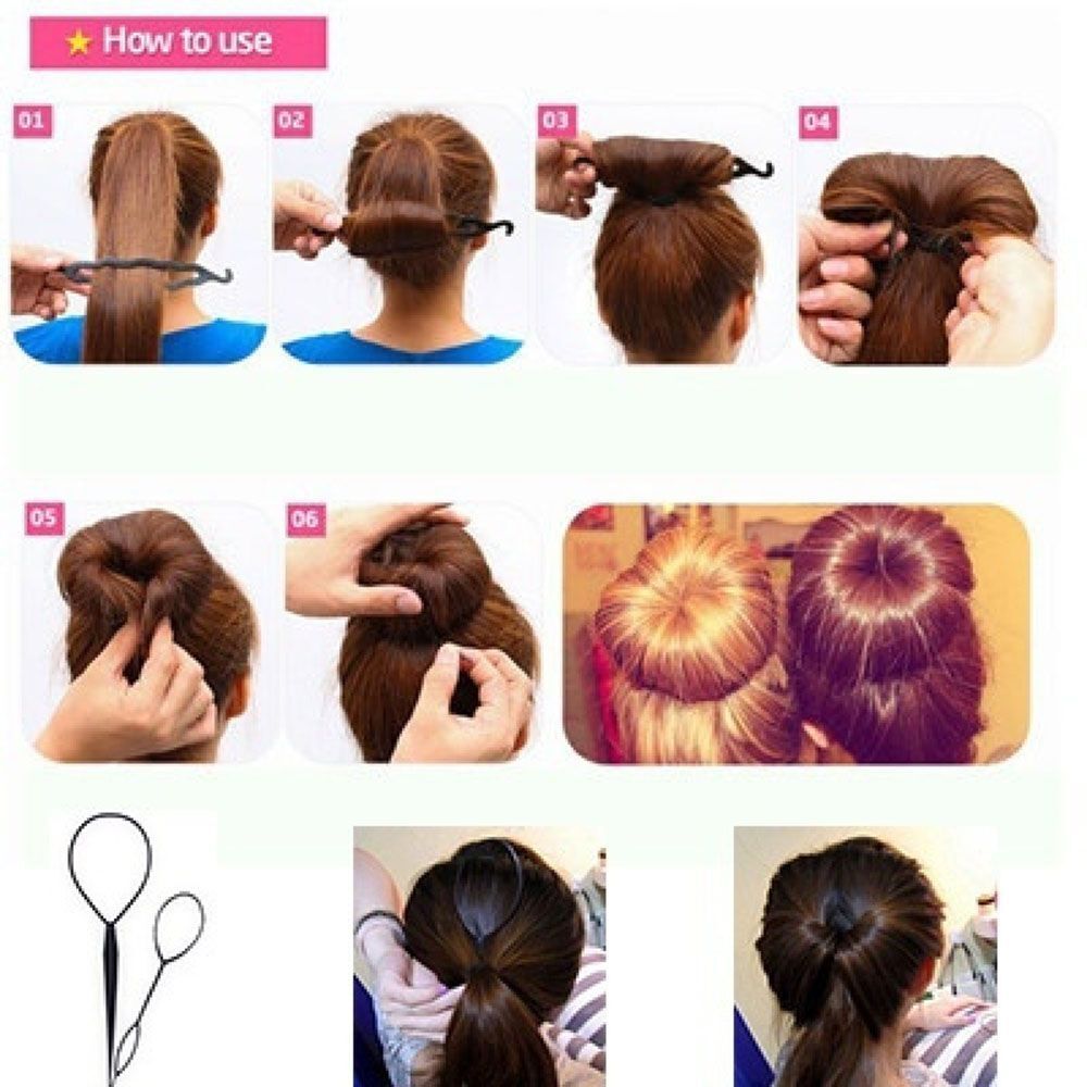 DIY Ponytail  Hair Braid Tool Hair Styling  Twist Curler Bun Roller Maker