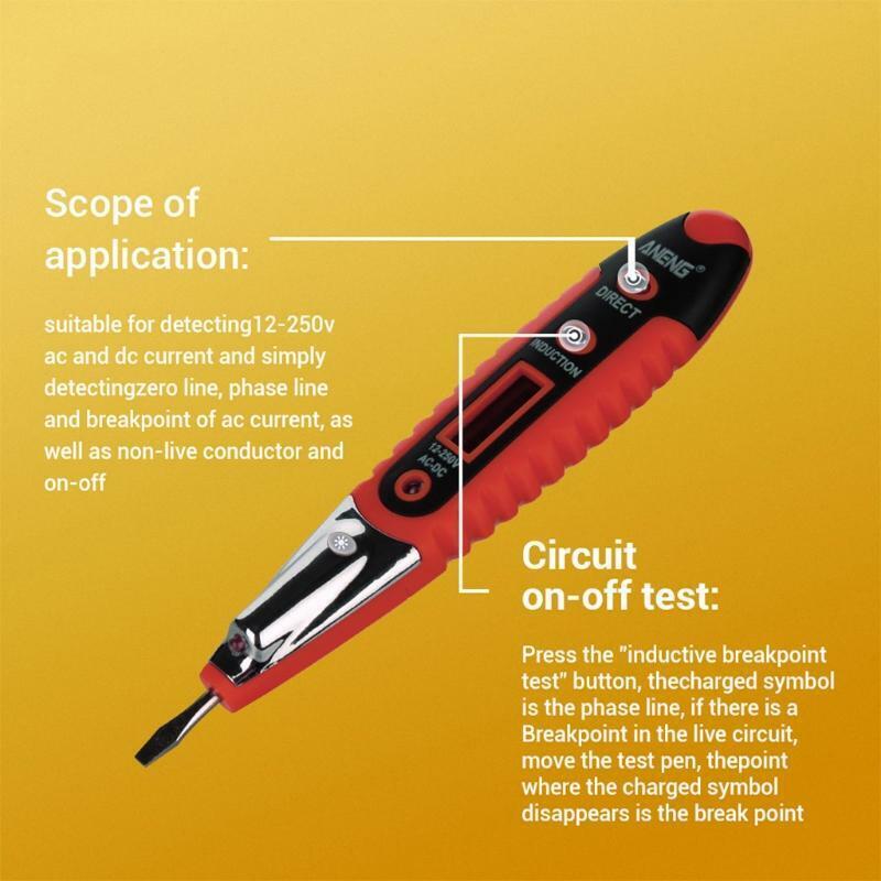 AC DC 12-250V Digital Voltage Tester Pencil Electric Pen Voltage Detector Meter