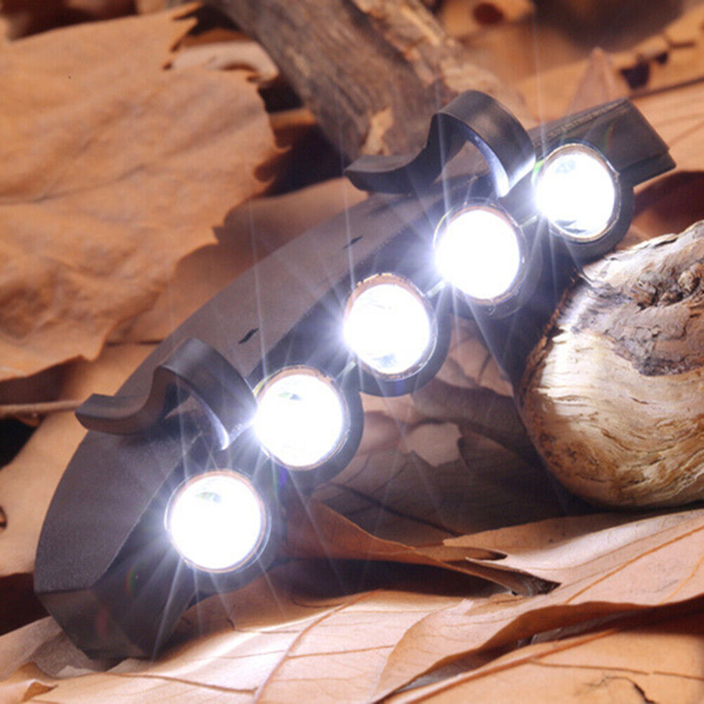 Clip-on Cap Hat Lamps 5 LED Headlamp Flashlight Camping Fishing Head Light