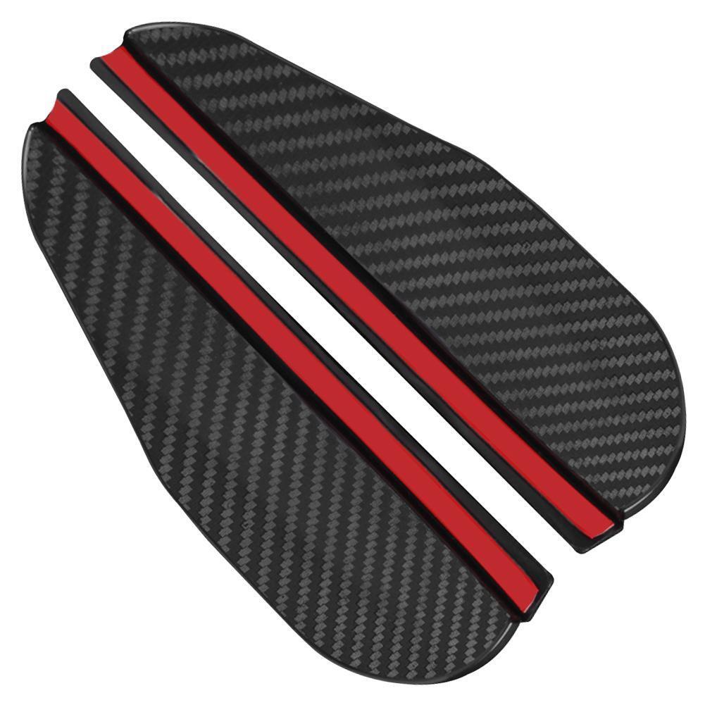 2x Carbon Fiber Look Car Side Rear View Mirror Rain Visor Snow Guard Shield